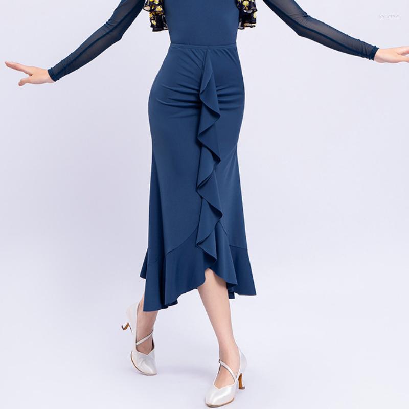 

Stage Wear NY08 F2037 Lotus Female Ballroom Dance Skirt Professional Waltz Tango Dancing Practice Costumes Expansion Mesh, 003