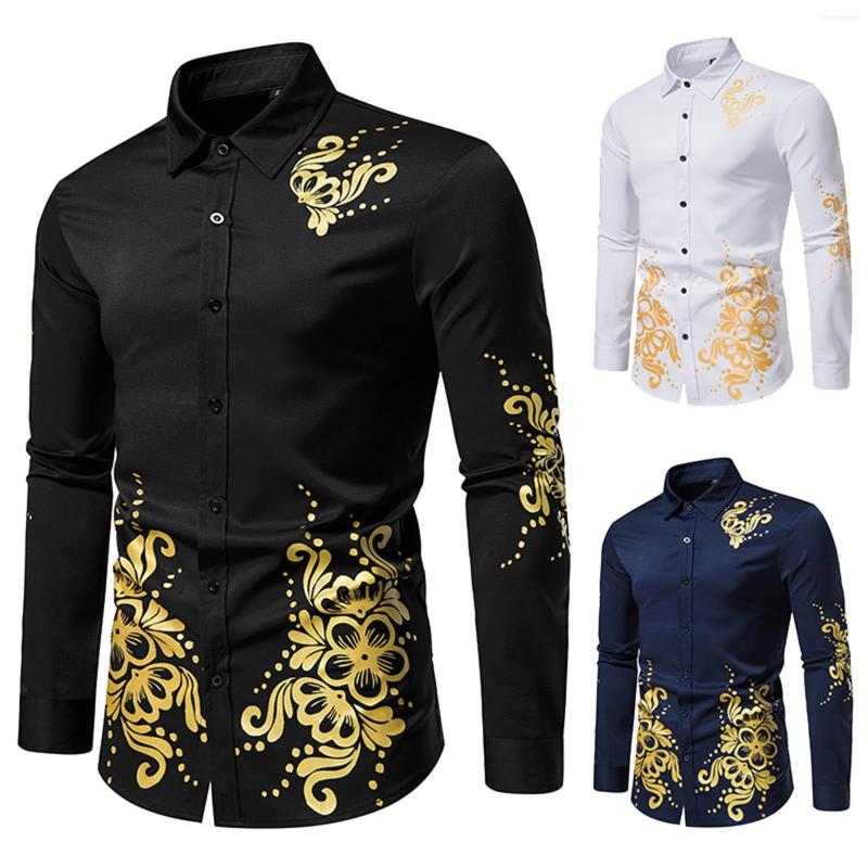 

Men' Casual Shirts Men Workout Autumn Winter Single Breasted Lapel Leaf Print Beach Long Sleeve Vacation Outdoor Holiday X 1 Fit Shirt, Black