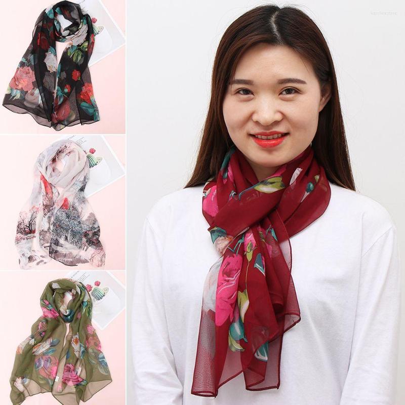 

Scarves Summer Spring Long Soft Flower Pattern Georgette Silk Neck Guard Lightweight Shawl Floral Wrap Scarf