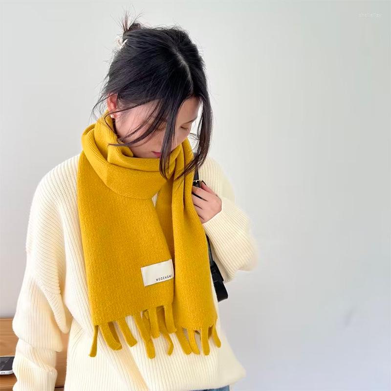 

Scarves Autumn Winter 2023 Korean Version Dual-use Double-sided Solid Color Women's Scarf Cashmere Like Thickened Warm With Tassel Shawl