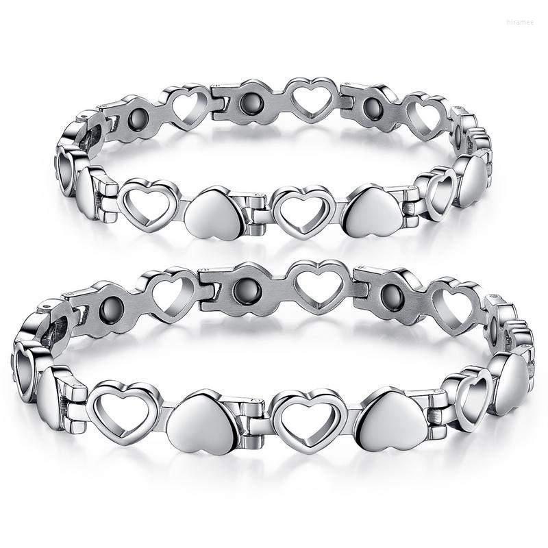 

Link Bracelets Hemiston Titanium Steel Jewelry With Magnetic Health Bracelet Hollow Out Lover Gifts