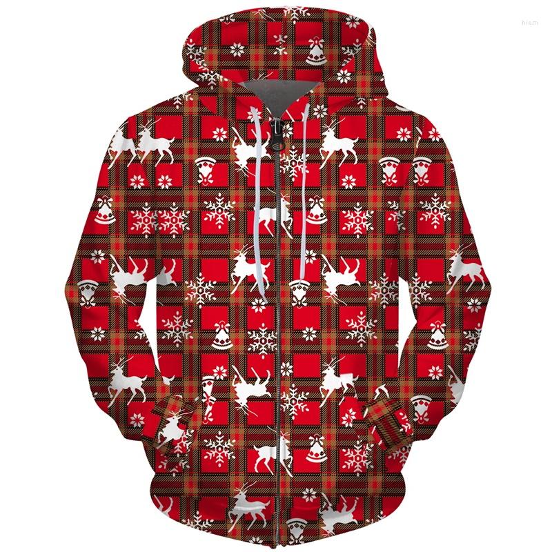

Men' Hoodies Cloudstyle 3D Red Zipper Christmas Hooded Sweatshirt Fashion Design Long Sleeve Hoodie Polyester -5XL, 05