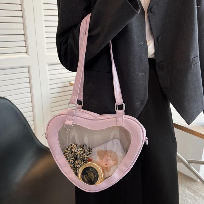 

Evening Bags Fashion Women Transparent Shoulder Bag Love Heart Shaped Clear Underarm Tote For Fashionable Decoration, Black