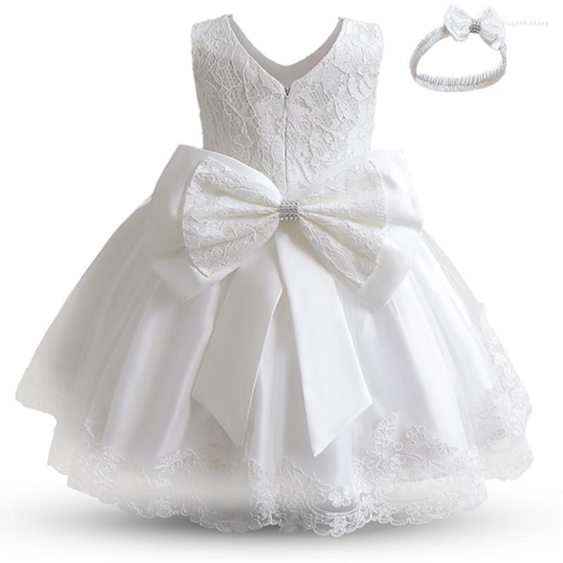 

Girl Dresses 2023 Infant Baby Girls Flower Christening Gowns Born Babies Baptism Clothes Princess Tutu Birthday White Bow Dress, Pink 4