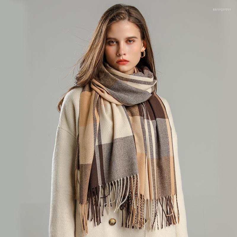 

Scarves 2023 Women Plaid Cashmere Shawls Scarf Luxury Winter Warm Pashmina Blanket With Tassel Bufanda Neckerchief Design Foulard Stoles