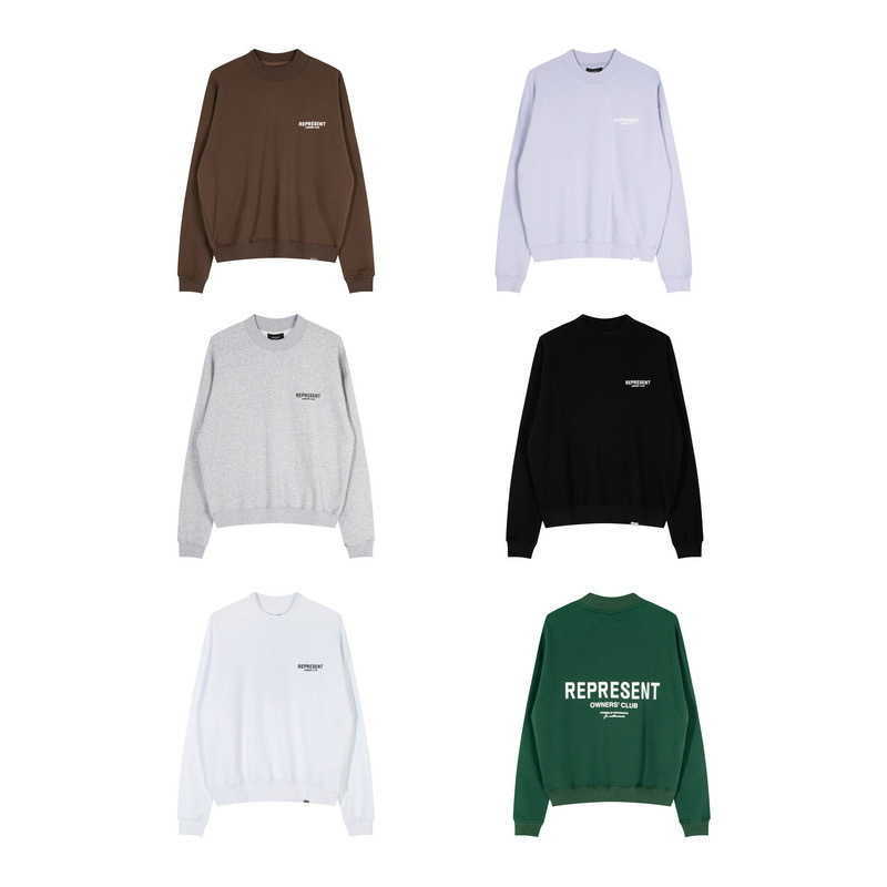

New Men' and Women' Hoodies Fashion Design Brand Repre' Autumn Winter High Street Sign Simple Letter Printing Round Neck Sweater Loose 73nj, White