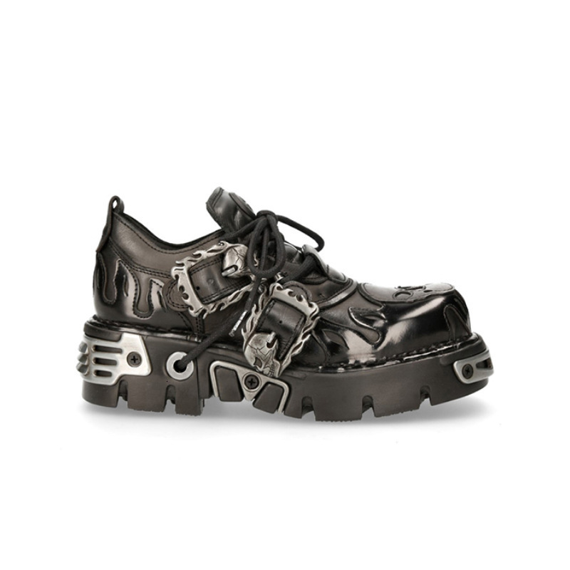

Dress Shoes Retro Rock For Both Men And Women Dark Punk Leather Metal Niche Low Top Platform 221231, Sky blue