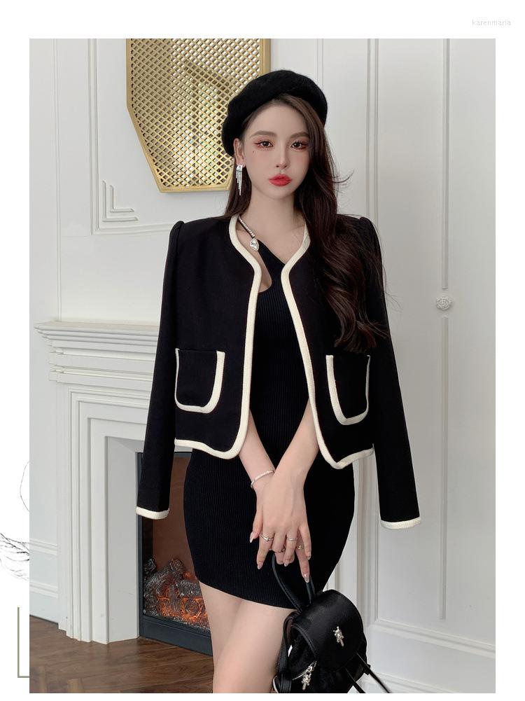 

Women's Jackets Women's Black Outerwear Thermal For Early Fall 2023 Stylish Short Top