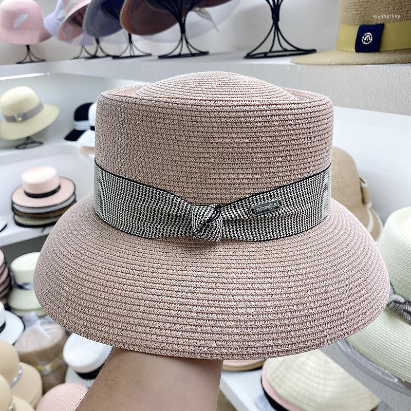 

Berets 202302-2508549 Drop Summer Lampshade Shape Elegant Hepburn Paper Beach Lady Bucket Cap Women Leisure Fishermen Hat, White