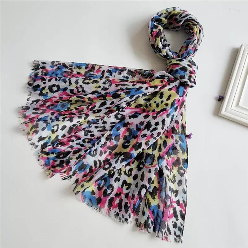 

Scarves 2023 Est Women Leopard Printed Scarf Cotton Voile Shawls