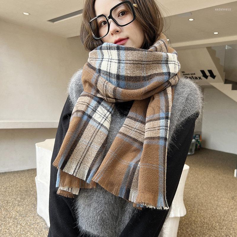 

Scarves Women Student Retro Winter All-match Thick Ins Collection Harajuku Daily Street Style Striped Outdoor Mujer