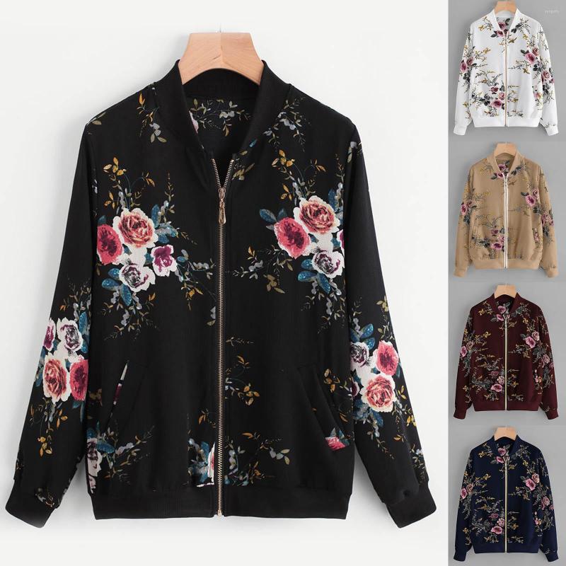 

Women' Jackets Winter Hooded Coat Women Womens Crew Neck Retro Floral Printing Zipper Up Jacket Casual Outwear Work Office, Black