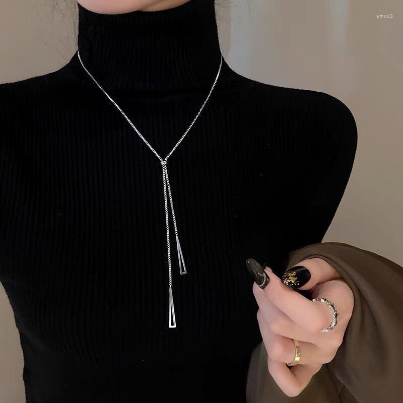 

Pendant Necklaces Tassel For Women Titanium Steel Simple Adjustable Geometric Sweater Chain Necklace Jewelry Item