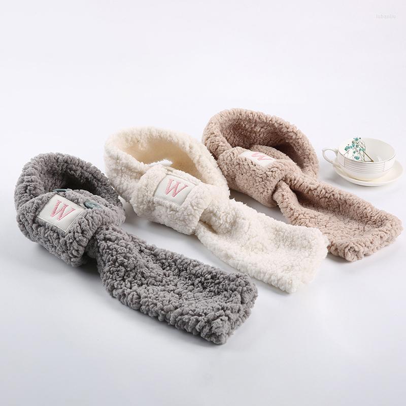 

Scarves Fashion Soft Plush Cross Scarf For Women Simple Solid Color Double-sided Velvet Neck Collar Winter Thick Warm Snood