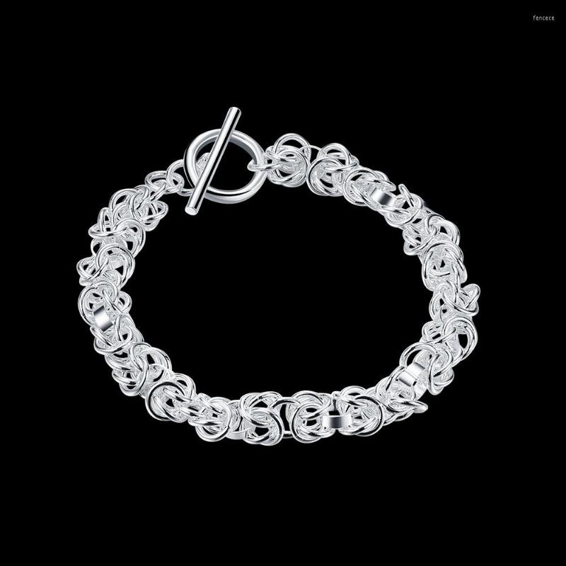 

Link Bracelets Charm 925 Stamp Silver Color For Women Man Delicate Circle Chain Lady Wedding Party Christmas Gift Fashion Jewelry