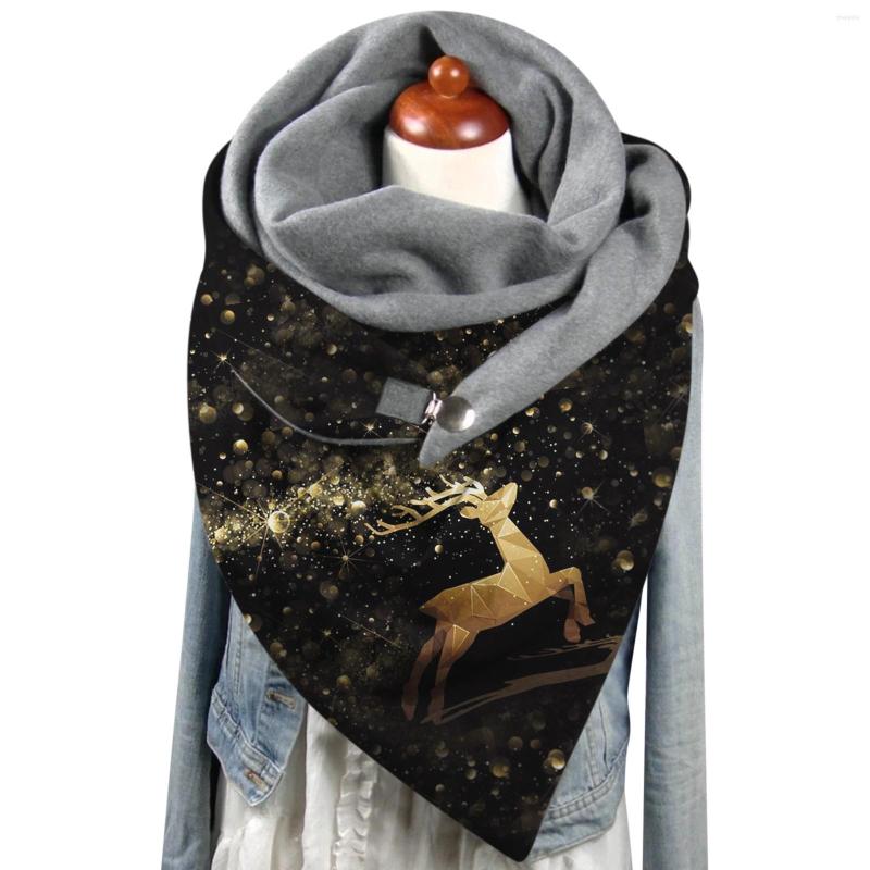 

Scarves Women Winter Autumn Scarf Fashion Merry Christmas Printing Button Neck Wrap Casual Warm Shawls Comfortable Foulard