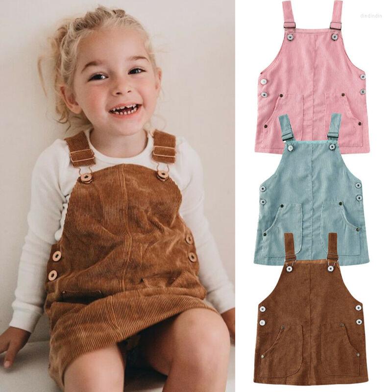 

Girl Dresses CitgeeSummer Toddler Kids Baby Mini Retro Dress Solid Strap Suspenders Skirt Cute Overalls
