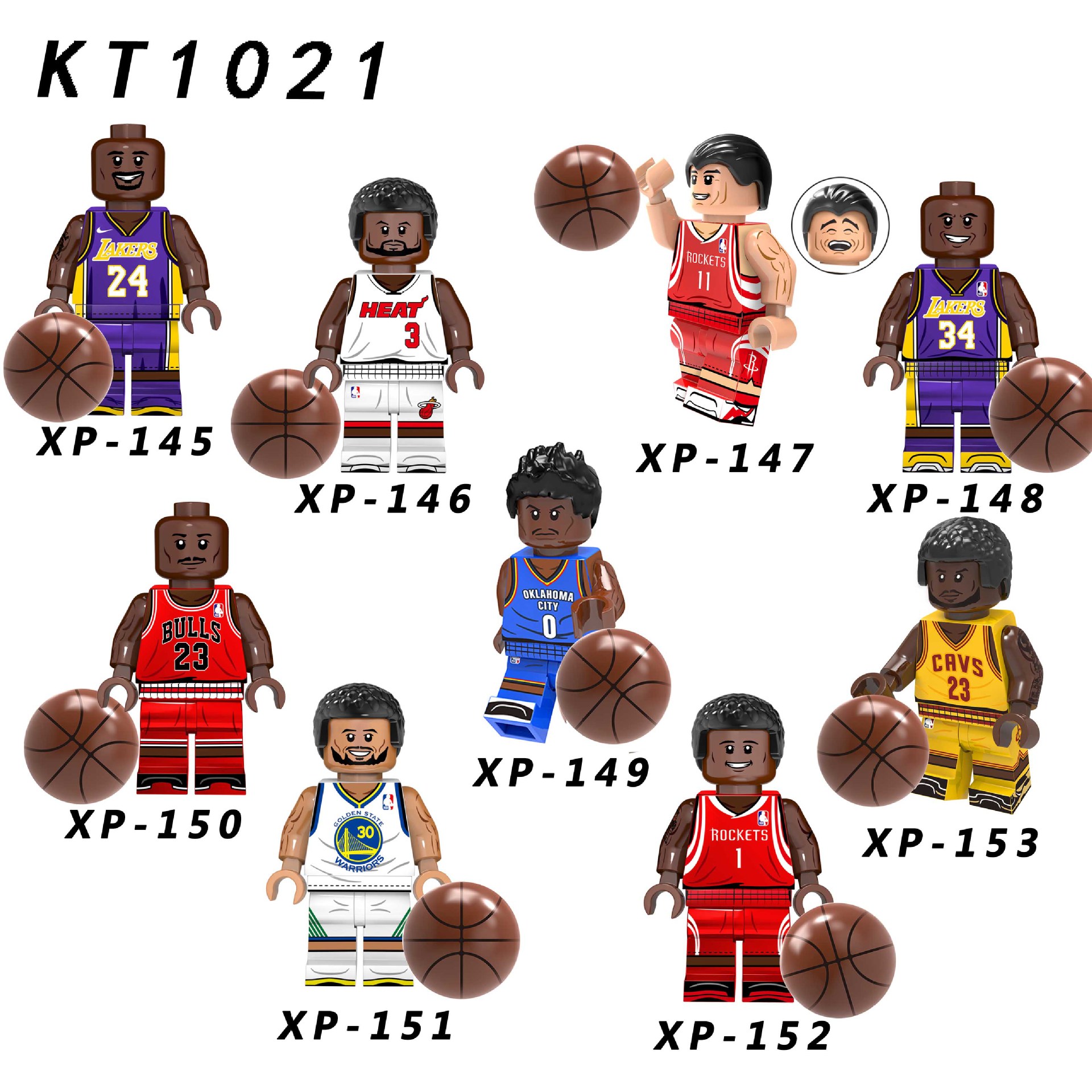 

KT1021 Plastic Building Blocks Basketball Player Minifigs Star Mini Toy Figure