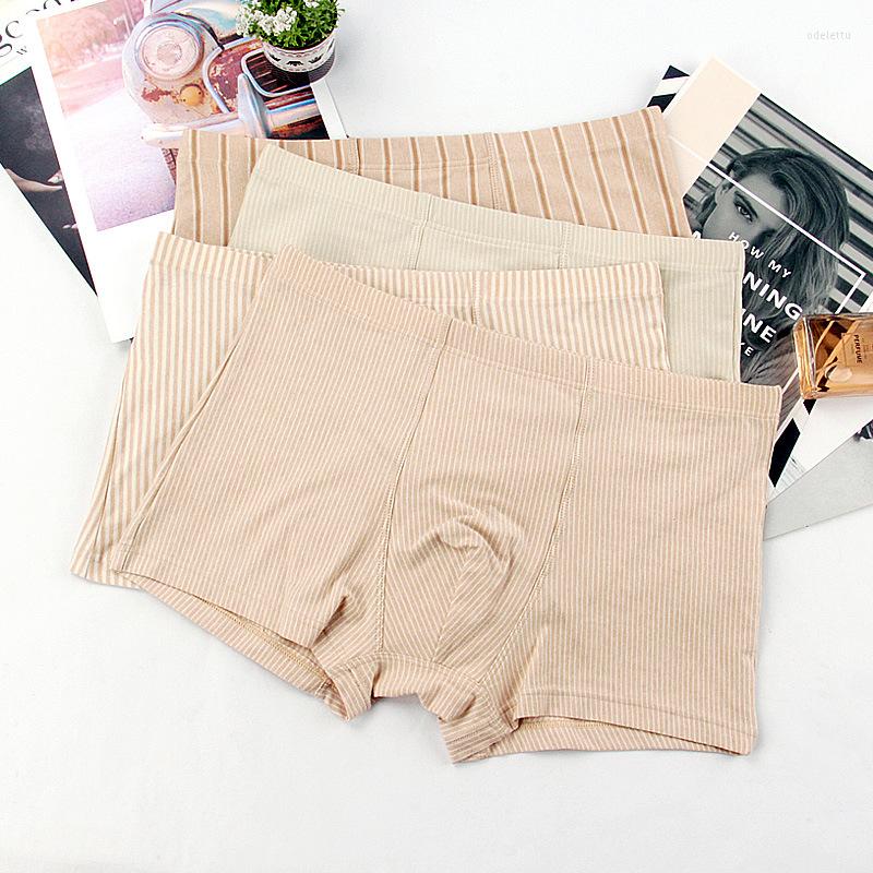 

Underpants Color Cotton Men's Boxer Shorts Four Season Breathable Youth Striped Large Size -6XL Panties Inner Underwear Elastic Mid, 1p dark big stripes