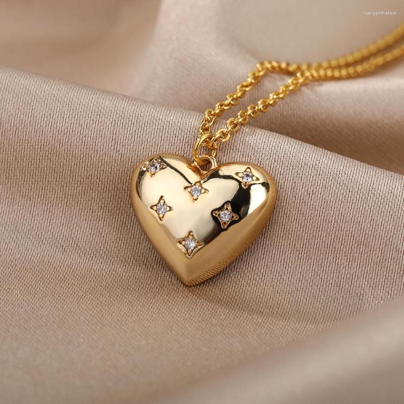 

Pendant Necklaces Zircon Heart For Women Stainless Steel Star Necklace Wedding Jewelry Romantic Gift Collier Bijoux Femme 2023