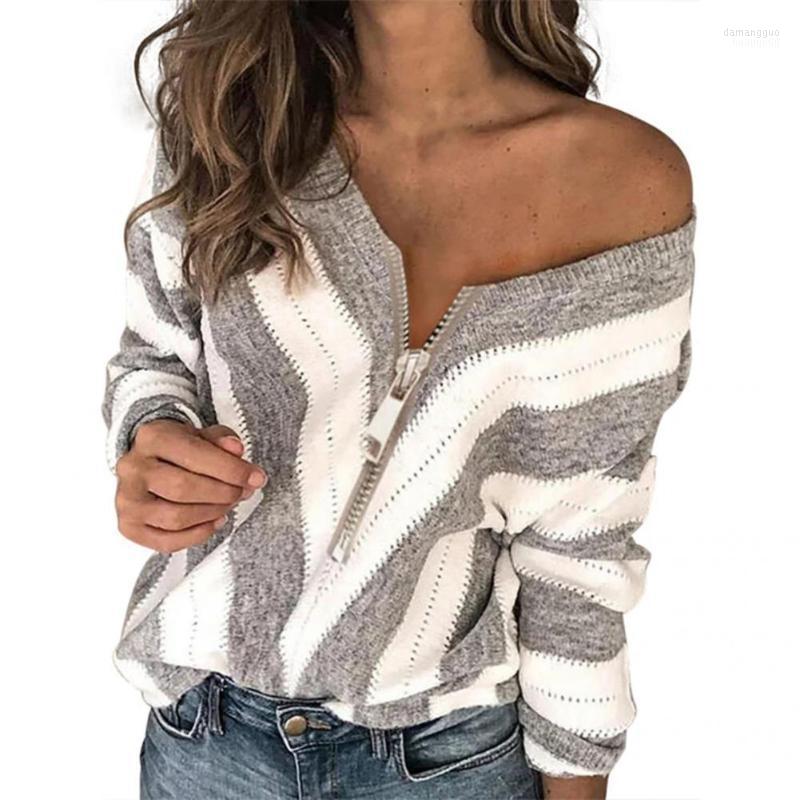 

Women's Sweaters Women's 2023 Elegant Knitted Women Sweater Zipper Leopard V Neck Autumn Winter Woman Korean Long Sleeve Pullover, Tawny leopard
