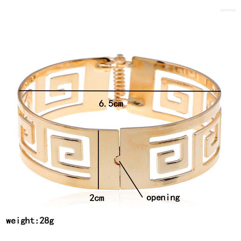 

Bangle LZHLQ 2 Pieces Of Fashion Geometric Hollow Wide Metal For Women Maxi Punk Bracelet Cuff Jewelry Accessories