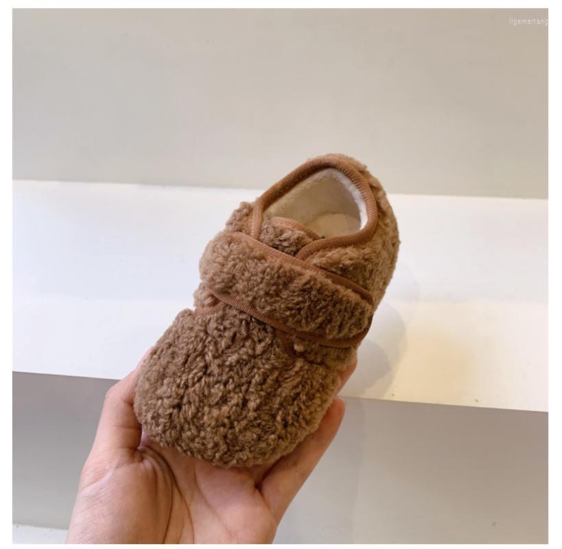 

First Walkers Korean Version Of Children's Shoes Girl's Woolly 2023 Autumn/winter Outerwear Cotton Baby Princess Tw, Khaki