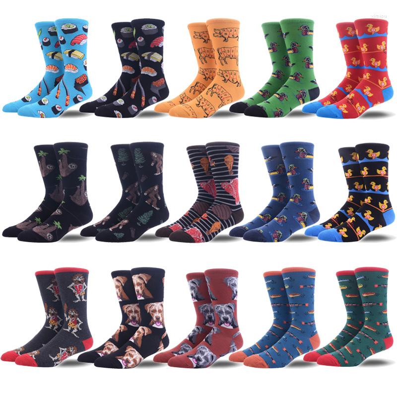 

Men's Socks Harajuku Street Trend Men Cotton Soft Creative Sushi Duck Dog Hip Hop Pattern Happy Casual Skate Male, 14
