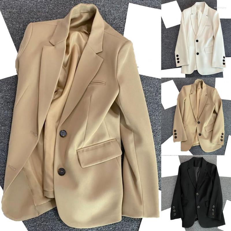 

Women' Suits Stylish Suit Coat Buttons Cuffs Regular Length 3D Cutting Woman Placket Pure Color Temperament Casual Blazer, Beige