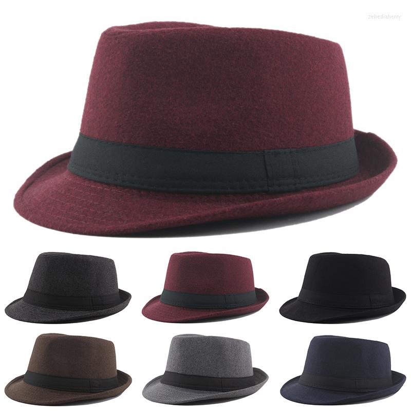 

Berets Classics Autumn 2023 Winter Short Brim Felt Fedoras Hat Men Black Panama Vintage Top Sombrero Trilby Mens Hats Gentleman Fedora, 1pcs