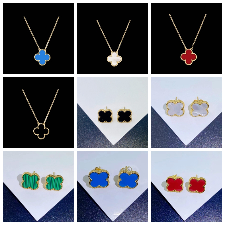 

Classic Design Clover Pendant Necklace 18K Gold Stainless Steel Earring Jewelry Set for Women Gift