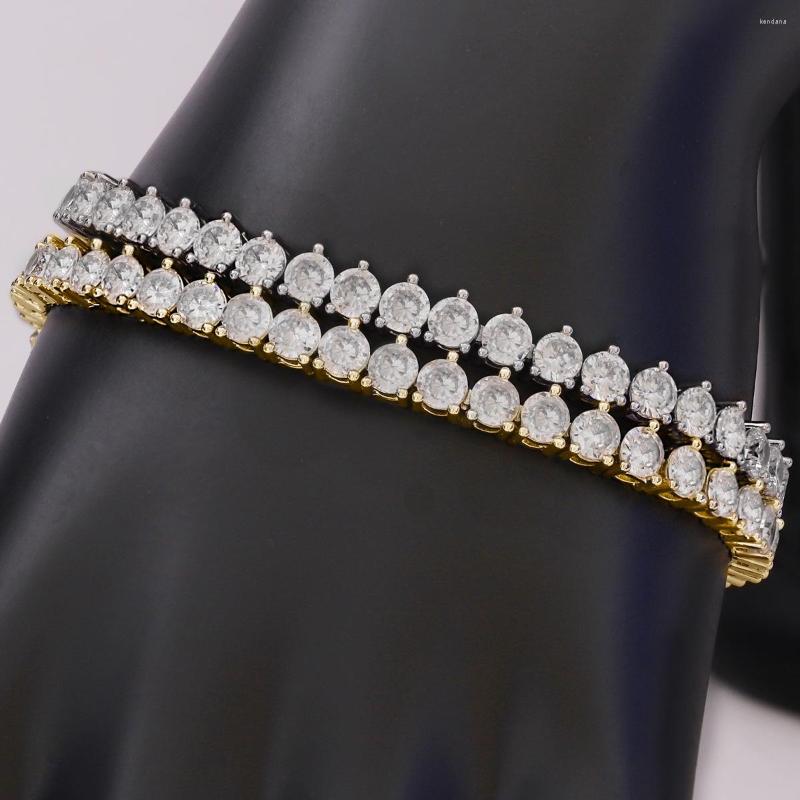 

Link Bracelets Fine Jewelry Hip Hop Tennis Chain Iced Out 3A Round Zricon Copper