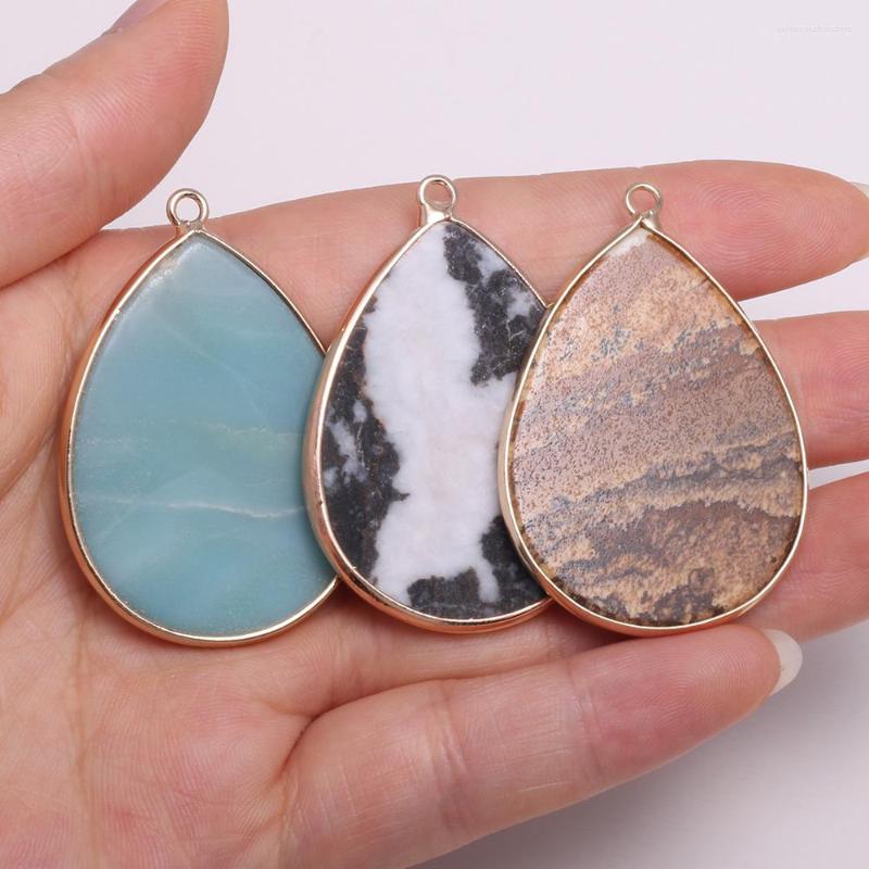 

Charms Natural Stone Water Drop Shape Pendants For Jewelry Making Diy Earring Necklace Bracelet Accessories Size 30x45mm