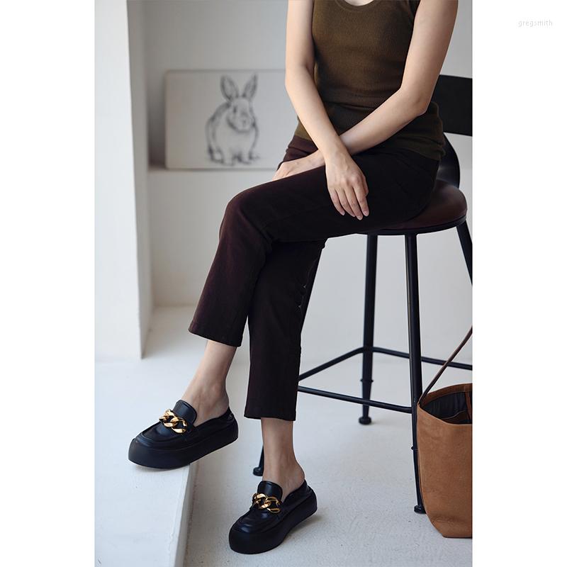 

Women's Pants MICOCO K6633C Arts And Art Simple After The Slit Micro Elastic Slim Nine Straight Tube Casual, Black