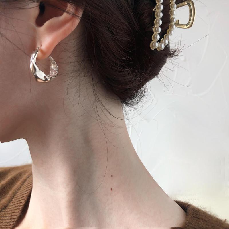 

Hoop Earrings Sterling Silver French Style Women Vintage Pendientes Mujer Moda Stainless Steel
