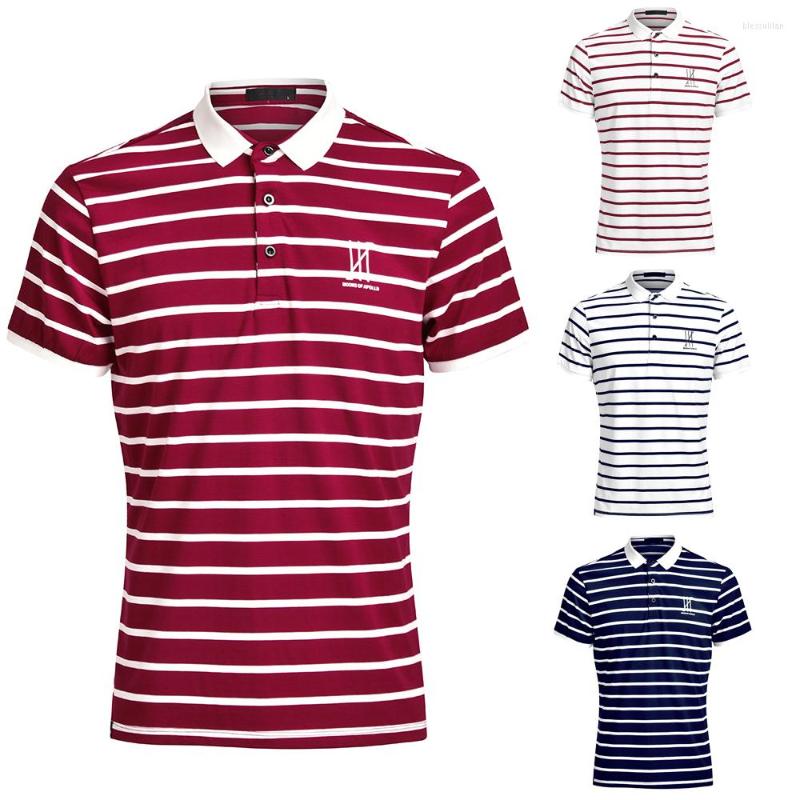 

Men's Polos Men Fashion Clothing 2023 Summer Short Sleeve Tops Business Shirts Mens Casual Striped Printed Top High-quality D30, Red