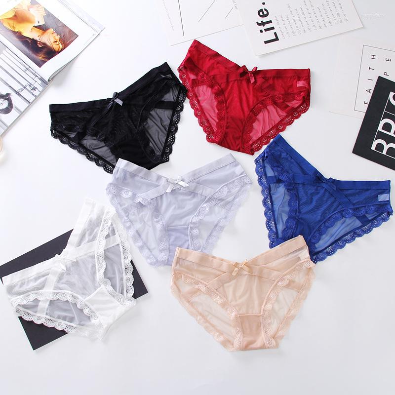 

Women's Panties MEIZICHARMS Large Size Panty Transparent Intimates Sexy Lace Plus Cotton Woman Briefs Underwear Fashion, Red