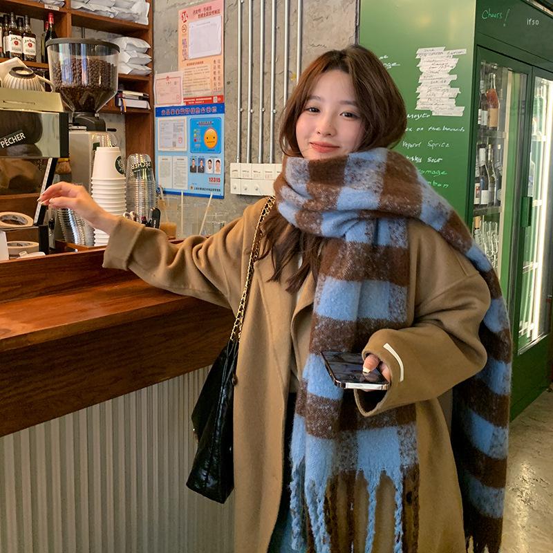 

Scarves Plaid Long Faux Cashmere Scarf Men And Women Winter Outdoor Thickening Fashion Warm