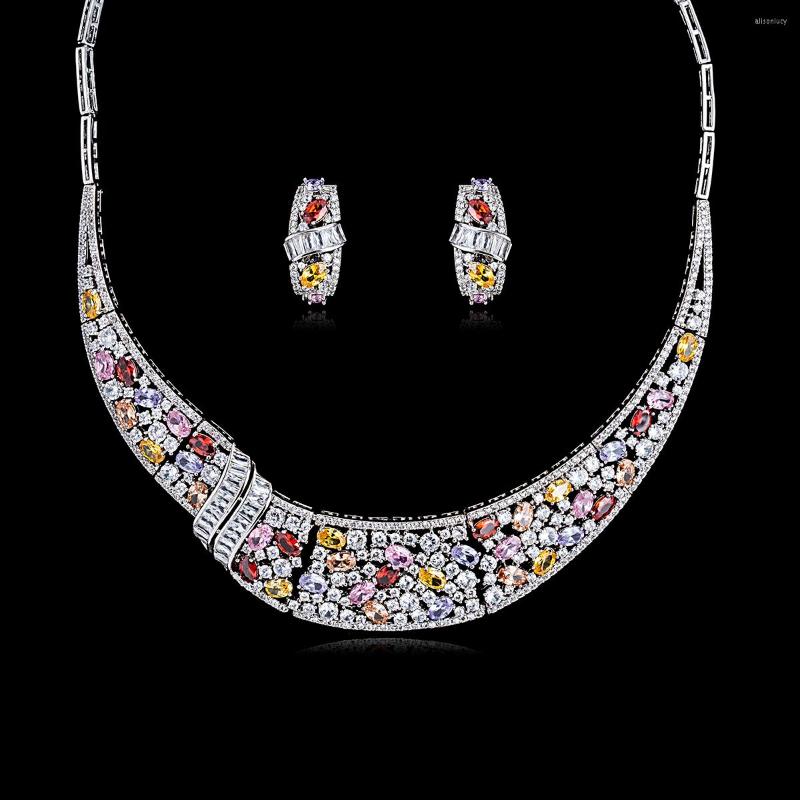 

Necklace Earrings Set Crystal CZ Cubic Zirconia Bridal Wedding Earring For Women Accessories CN10092, Picture shown