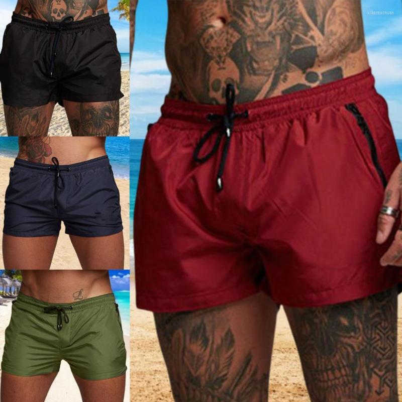 

Men's Shorts Chic Swimwear Solid Color Elastic Waist Cotton Blend Beach Bottoms Short Pants Men Soft, Red