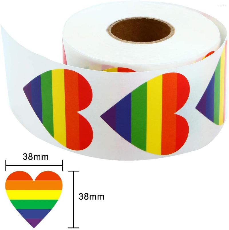 

Jewelry Pouches 38mm Rainbow Heart Shaped Scrapbooks Sticker Label Love Baking For Gift Boxes Packaging Decor Wrap Sealing