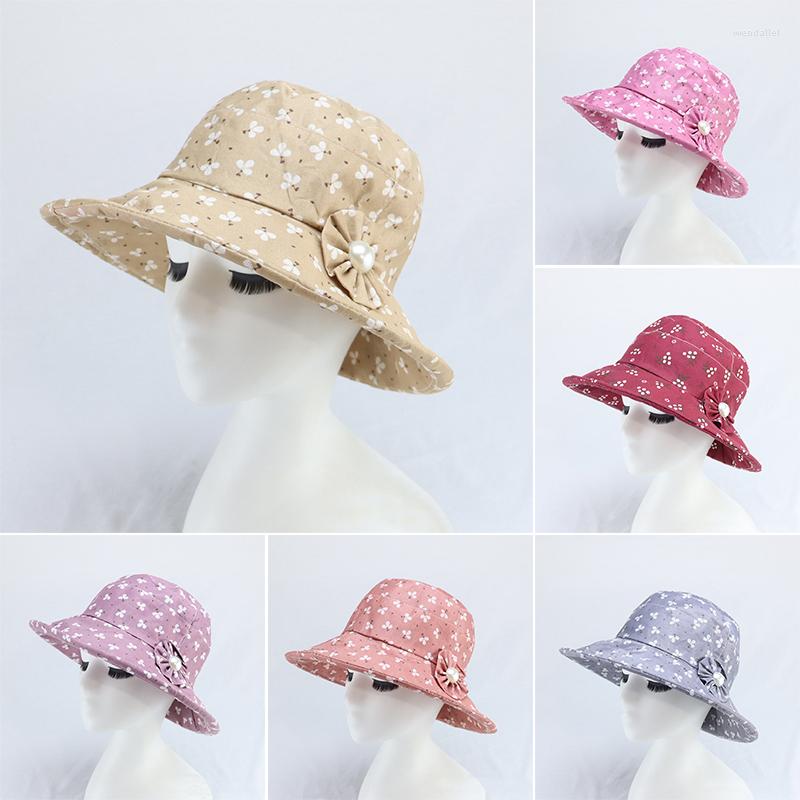 

Berets Woman Spring Summer Middle-aged And Elderly Mother Visor Bucket Cap Sun Hat Breathable Bonnet Fisherman