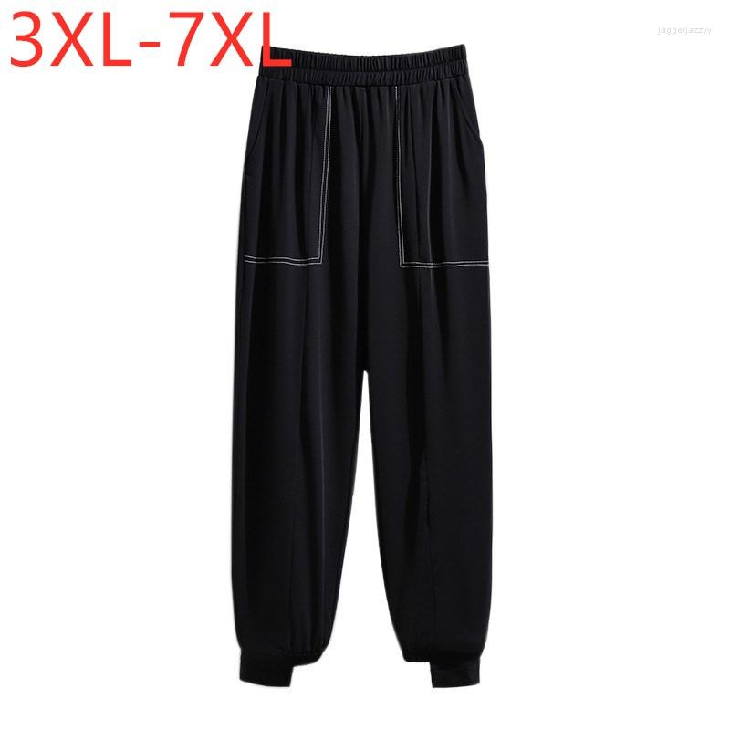

Pants 2023 Ladies Summer Plus Size Jogger Haren For Women Large Loose Black Pocket Wide Leg Trousers 3XL 4XL 5XL 6XL 7XL