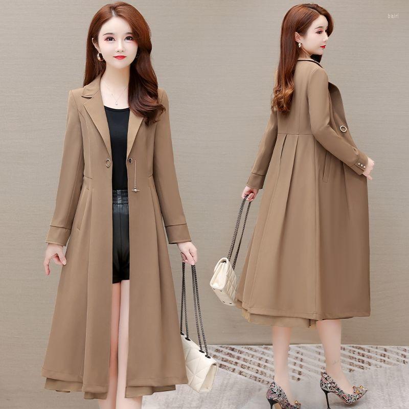 

Women's Trench Coats 2023 Spring Autumn Fashion Women Coat Overcoat Casual Windbreakers Female Loose Long Outerwear Femme, Black