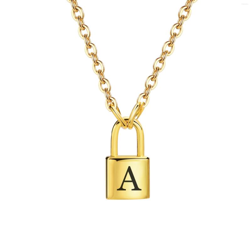 

Pendant Necklaces Custom Initial Letter Padlock Necklace Women Tiny Stainless Steel Personalized Gift