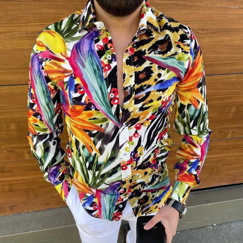 

Men' Casual Shirts 2023 Summer Graffiti Men' Fashion Luxury Social Lapel Button-Up Printed Long Sleeve, Picture color