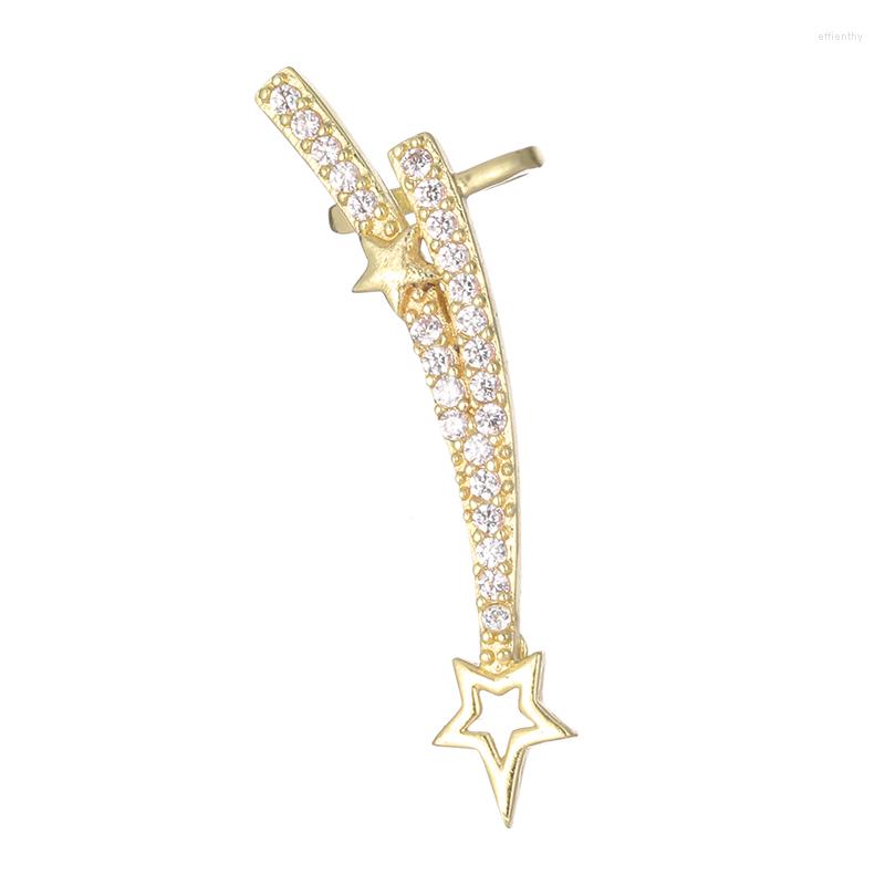 

Backs Earrings AMC 1pc Luxury Star Zircon Real Piecing Clip For Women Irregular Crystal Stud Dinner Dressing Jewelry Gift
