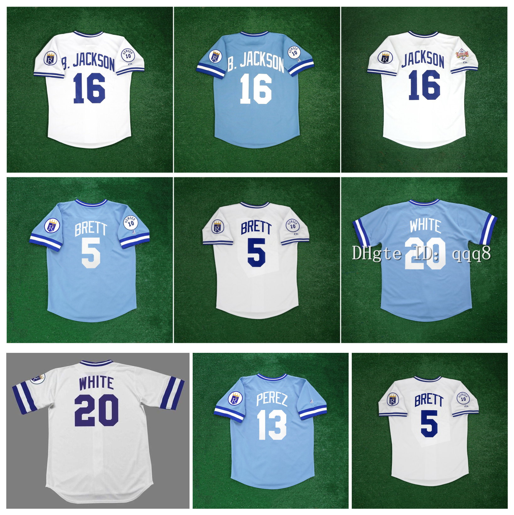 

Mitchell and Ness Royals 1987 Bo Jackson Throwback Baseball Jersey George Brett Kansas Frank White City Home Road Salvador Perez Home Road Customized Name Number, As pic
