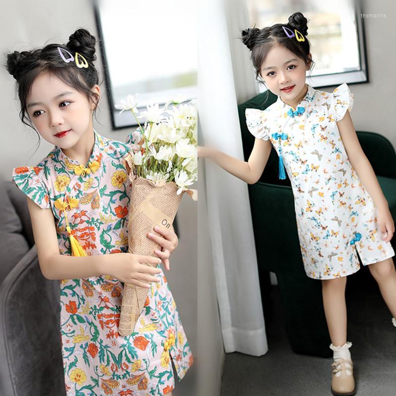 

Ethnic Clothing Girls Summer Improved Retro Printing Cheongsam Dress Children Qipao Chinese Style Traditional Kid Girl