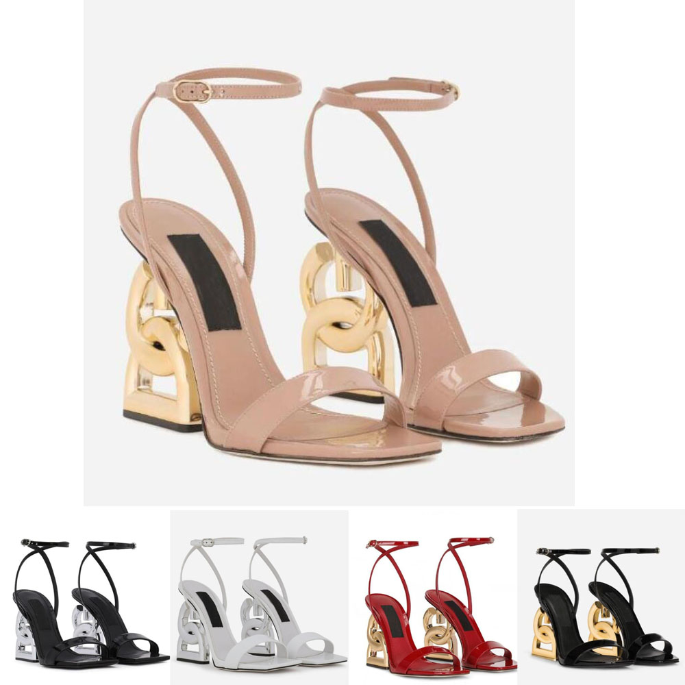 

Elegant Kara Women's Sandals Luxury patent leather D and G-shaped fashion gladiator high-heeled shoes Bride shows sexy charm in summer